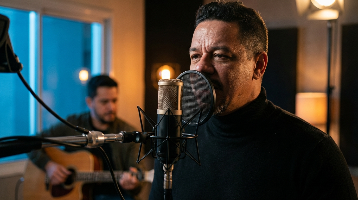 Auri Toledo en estudio de grabación